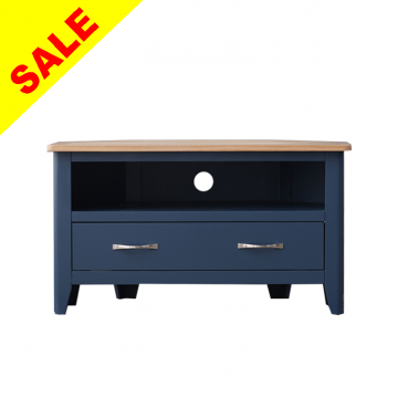 Blue Painted Corner Television Stand with Oak Blue Painted Corner Television Stand with Oak